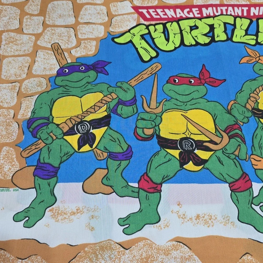 Vintage 1988 TMNT Teenage Mutant Ninja‎ Turtles Pillowcase 29x19 Bright Colors